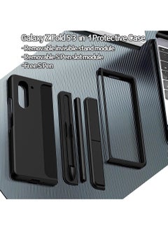 Rock Pow for Samsung Galaxy Z Fold 5 Case with S Pen [Changable S Pen Holder & Kickstand ] [Support Wireless Charging] Matte Z Fold 5 Case Hard PC Shockproof Anti-Scratch Case for Samsung Z Fold 5  - Image 3