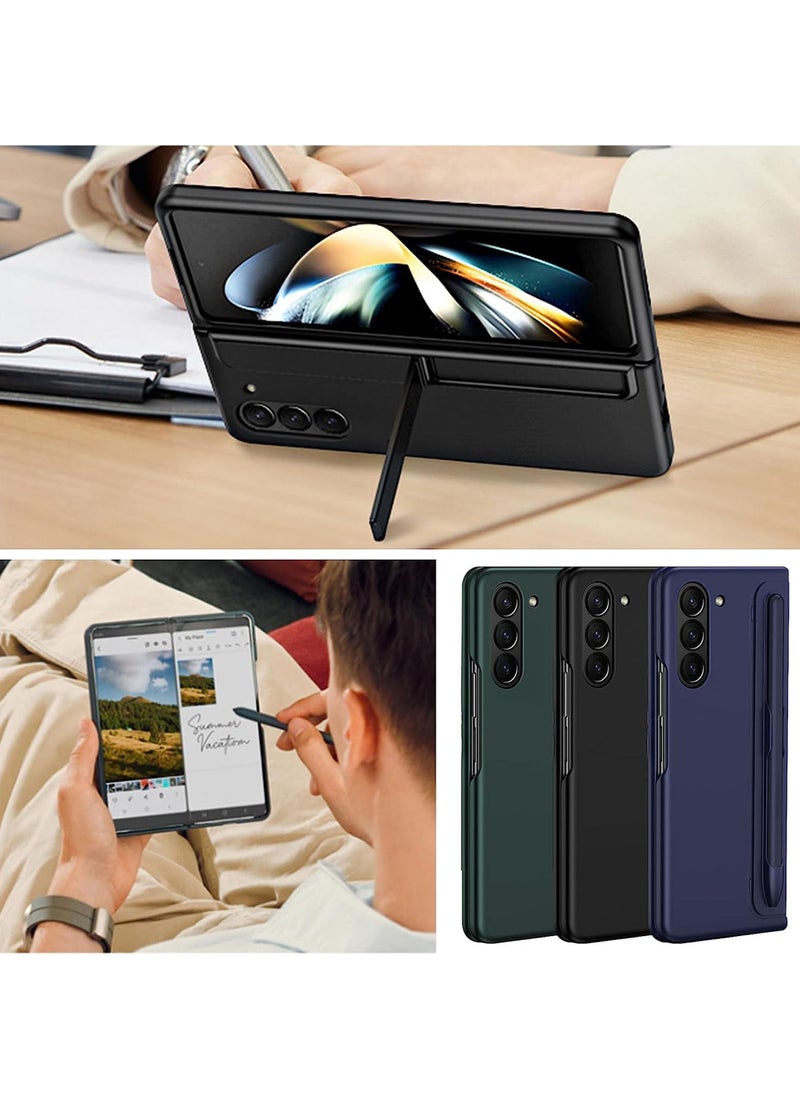 Rock Pow - for Samsung Galaxy Z Fold 5 Case with S Pen [Changable S Pen Holder & Kickstand ] [Support Wireless Charging] Matte Z Fold 5 Case Hard PC Shockproof Anti-Scratch Case for Samsung Z Fold 5 - Image 1