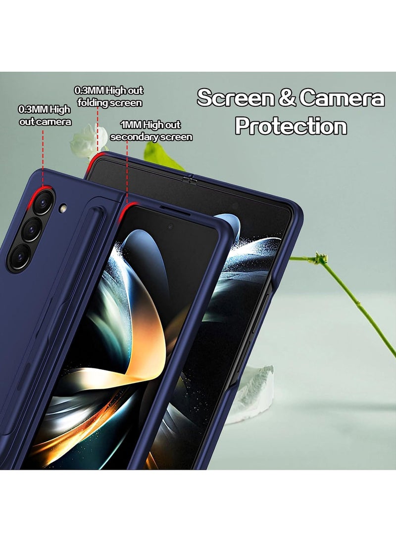 Rock Pow - for Samsung Galaxy Z Fold 5 Case with S Pen [Changable S Pen Holder & Kickstand ] [Support Wireless Charging] Matte Z Fold 5 Case Hard PC Shockproof Anti-Scratch Case for Samsung Z Fold 5 - Image 1