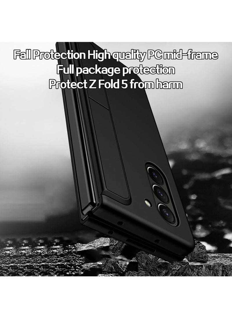 Rock Pow - for Samsung Galaxy Z Fold 5 Case with S Pen [Changable S Pen Holder & Kickstand ] [Support Wireless Charging] Matte Z Fold 5 Case Hard PC Shockproof Anti-Scratch Case for Samsung Z Fold 5 - Image 1
