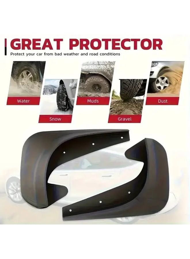 4pcs Black All Terrain Mud Guards Heavy Duty Impact Resistant Adjustable Height Angle - Image 2