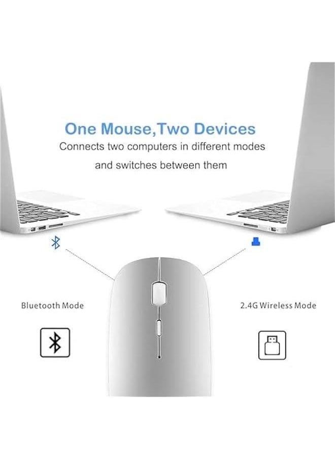 Generic - Wireless Bluetooth Mouse, 2.4 GHZ Wireless Mouse for Laptop, Wireless Mouse 800 to 1600 Adjustable Dpi, Bluetooth PC Mouse with USB-C Resolver for MacBook Pro/Air/Mac/iPad/Laptop/Desktop - Image 1