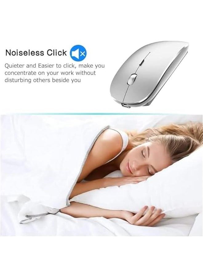 Generic - Wireless Bluetooth Mouse, 2.4 GHZ Wireless Mouse for Laptop, Wireless Mouse 800 to 1600 Adjustable Dpi, Bluetooth PC Mouse with USB-C Resolver for MacBook Pro/Air/Mac/iPad/Laptop/Desktop - Image 1