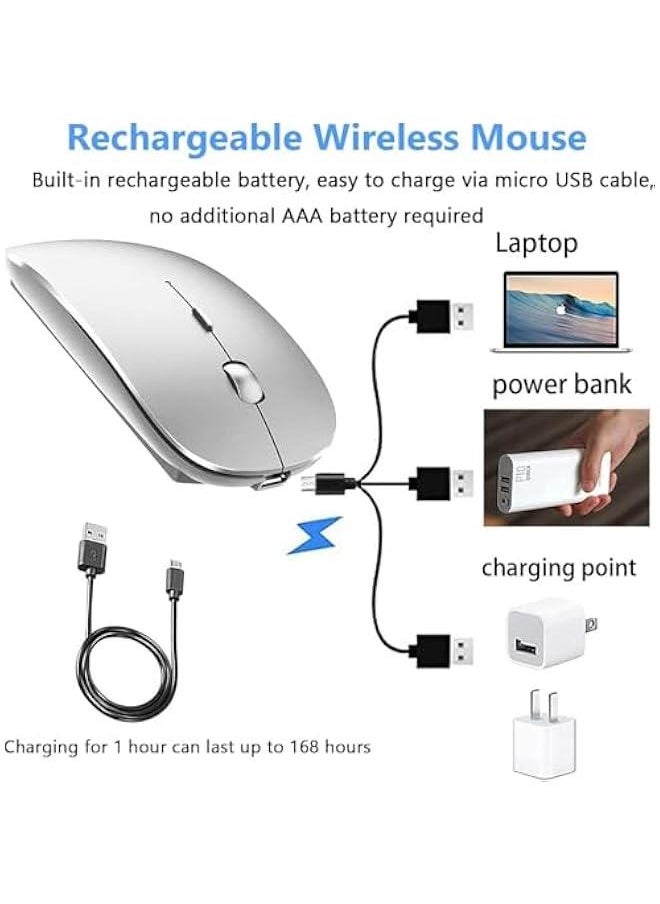 Generic - Wireless Bluetooth Mouse, 2.4 GHZ Wireless Mouse for Laptop, Wireless Mouse 800 to 1600 Adjustable Dpi, Bluetooth PC Mouse with USB-C Resolver for MacBook Pro/Air/Mac/iPad/Laptop/Desktop - Image 1