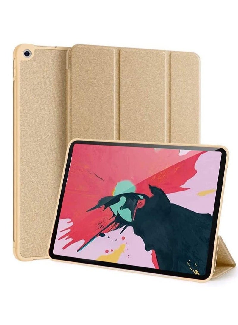 Raxoom iPad 9th Gen (2021)/ 8th Gen (2020)/7th Gen (2019), Slim Stand Hard Back Shell Protective Leather Smart Cover Trifold Stand (gold) - Image 1