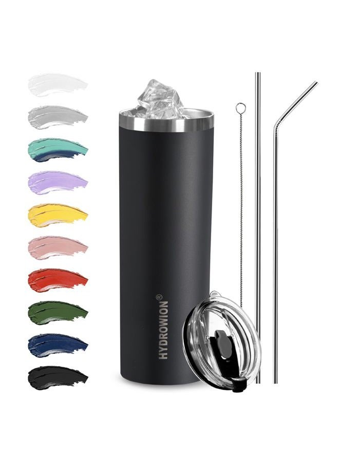 HYDROWION Triple-Insulated Tumblers - Stainless Steel with Lid and Straw, 20 oz Water Bottle, Stainless Steel Cups, Coffee Travel Mug for Home & Office Black - Image 1