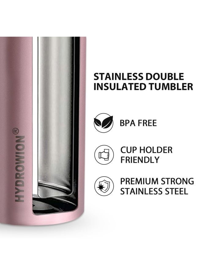 HYDROWION Triple-Insulated Tumblers - Stainless Steel with Lid and Straw, 20 oz Water Bottle, Stainless Steel Cups, Coffee Travel Mug for Home & Office Black - Image 4