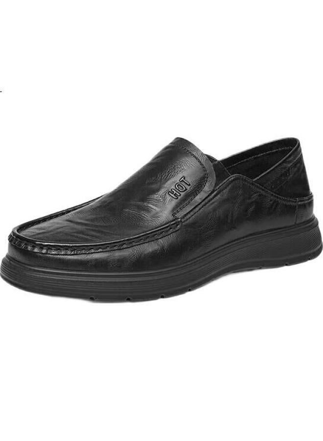 Red Dragonfly Casual Leather Shoes Spring Men'S Shoes One-Step Commuting Dual-Wearing Cowhide Shoes Men Wta15083 Black 41 - Image 3