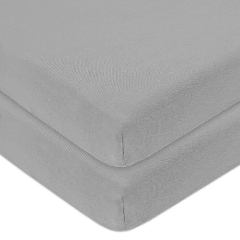 TL Care TL Care 2 Pack 100 Natural Cotton Fitted Mini Crib Sheets 38 x 24 Soft Breathable Small Nesting Portable Sheets Fits Pack N Play Mattresses Gray for Boys Girls