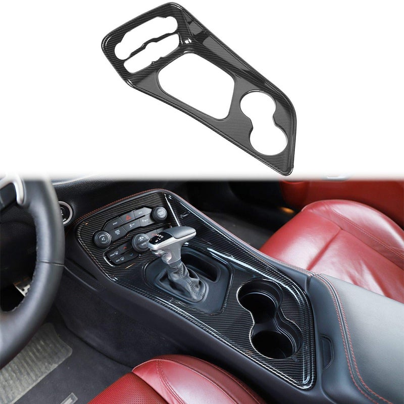 Voodonala for Challenger Gear Shift Shifter Panel Shift Lever Panel Transmission Gear Selector Gearstick Panel Cover Trim Fit for 20152025 Dodge Challenger Interior Accessories Carbon Fiber