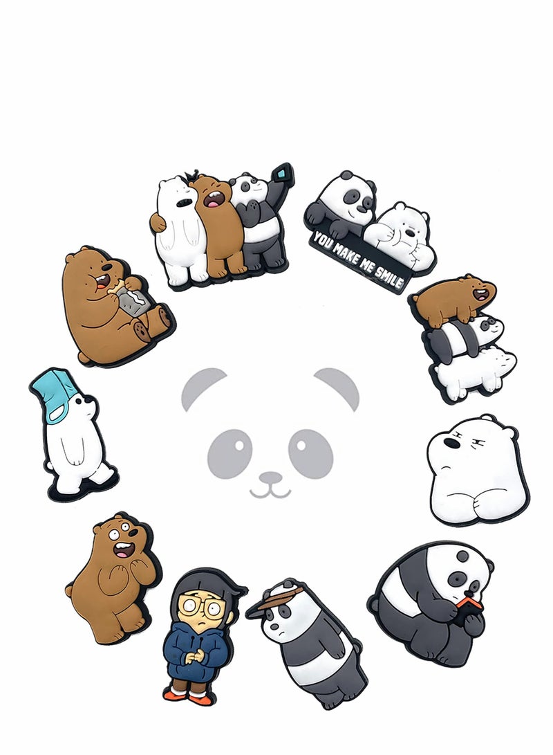 Shoe Decorations Charms lovely Animals Shoe Charms for Clogs Bubble Slides Sandals Clogs, Bear Panda Shoes Decorations for Girls Women Boys Kids 10 PCS  - Image 1