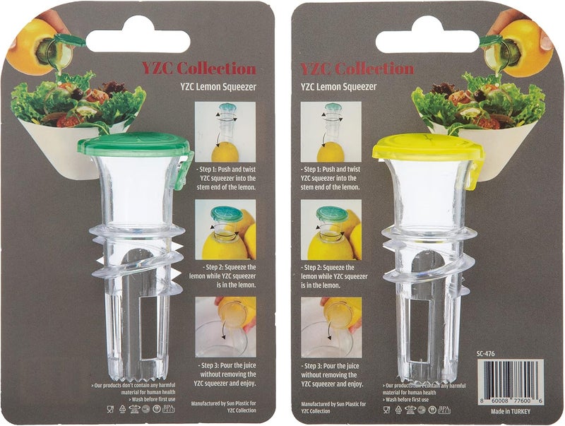 YZC COLLECTION YZC Lemon Squeezer – 2-Pack Lemon-Juicer – BPA-Free Plastic Lime Juicer– Compact Juice Extractor Citrus Press with Lid – Squeeze Lime for Cocktails, Drinks - Image 4
