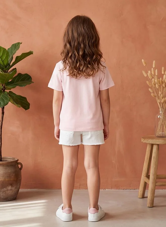 Babies & More Babies & More Toddler Girls Grey Melange Short Sleeve T-Shirt