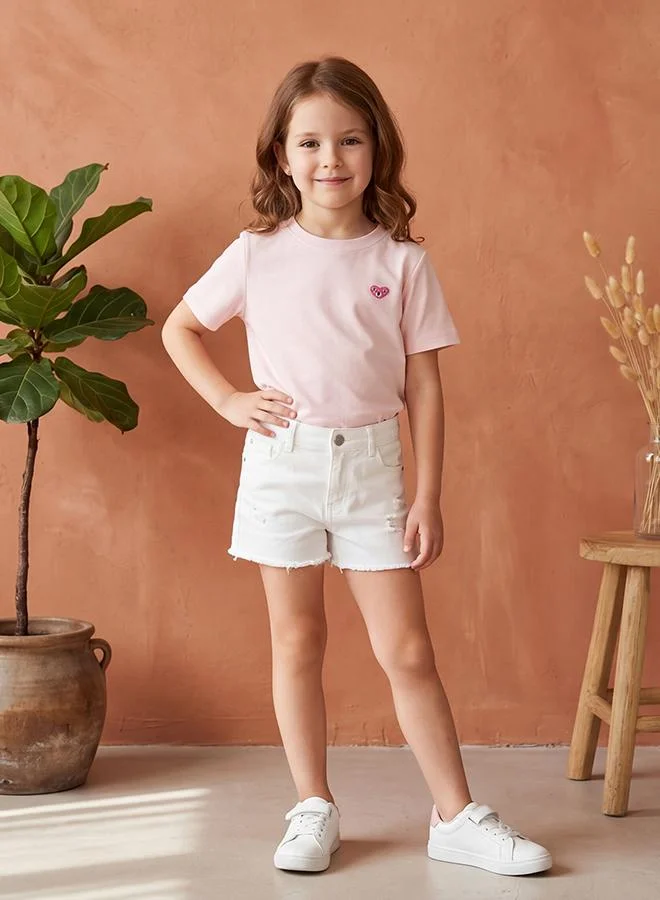 Babies & More Babies & More Toddler Girls Grey Melange Short Sleeve T-Shirt