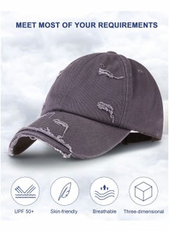 Excefore Blue Vintage Distressed Hat Washed Baseball Cap Adjustable Cotton Dad Hat for Men Women  - Image 4
