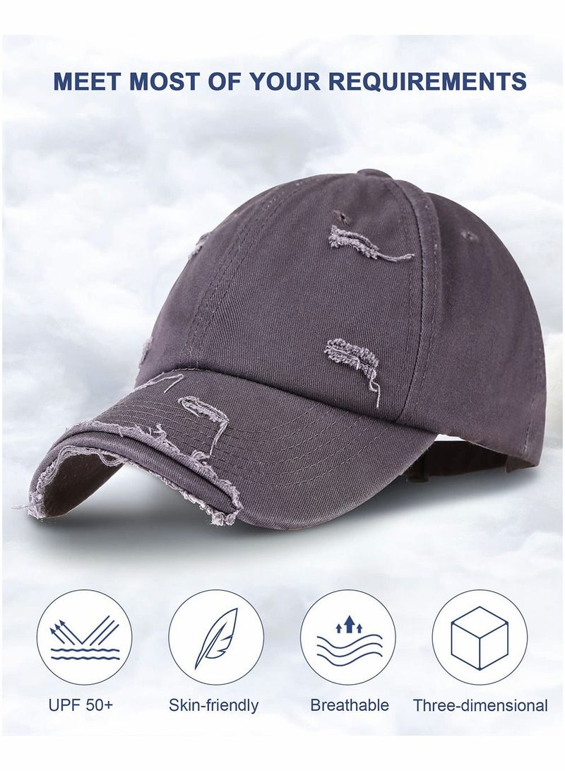 Excefore Blue Vintage Distressed Hat Washed Baseball Cap Adjustable Cotton Dad Hat for Men Women  - Image 4