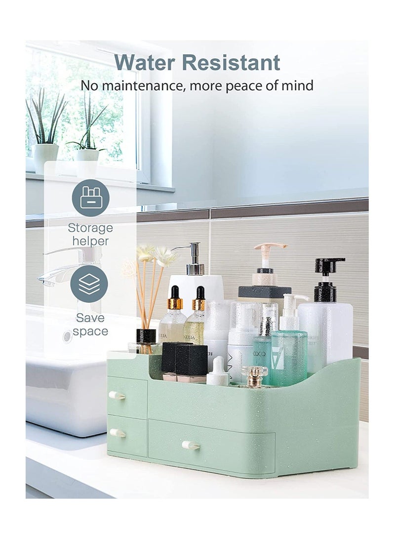 أوريتي منظم مكياج مع أدراج، منظم سطح طاولة كبير السعة للحمام وغرفة النوم ومنظم مستحضرات التجميل باللون الأخضر - Image 5