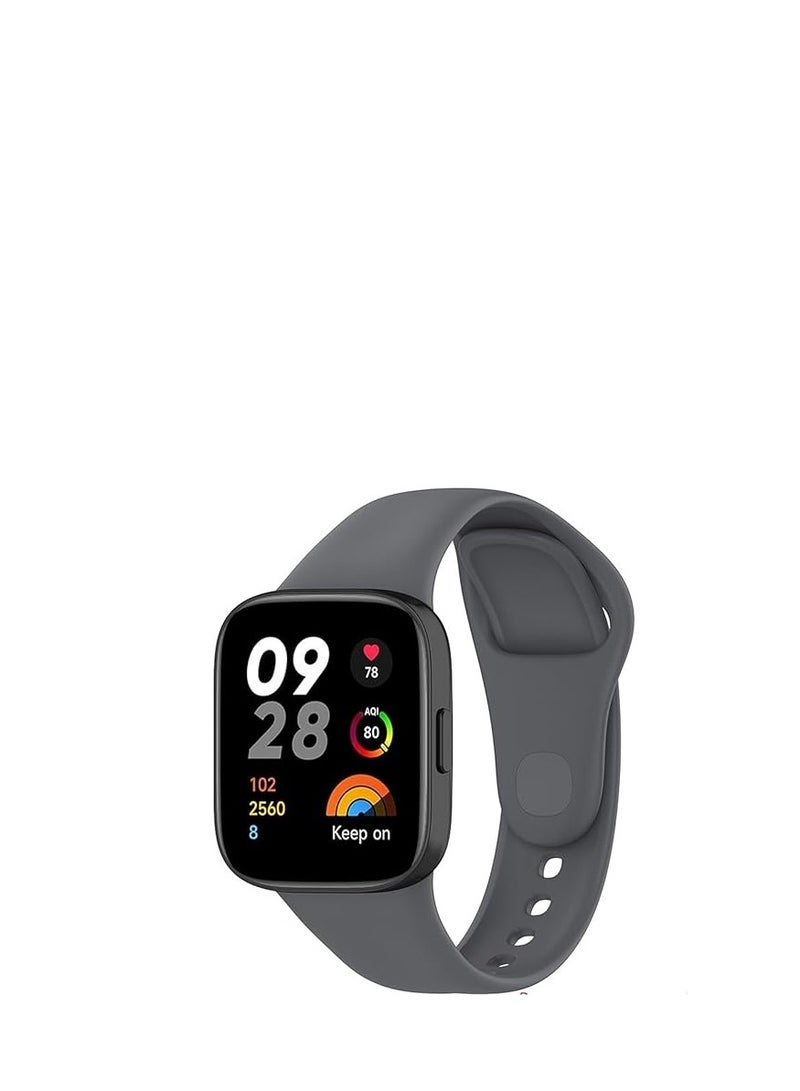 Silicone Sport Band For Red Mi Watch 3 Active Rubber Wrist Strap Gray - Image 2