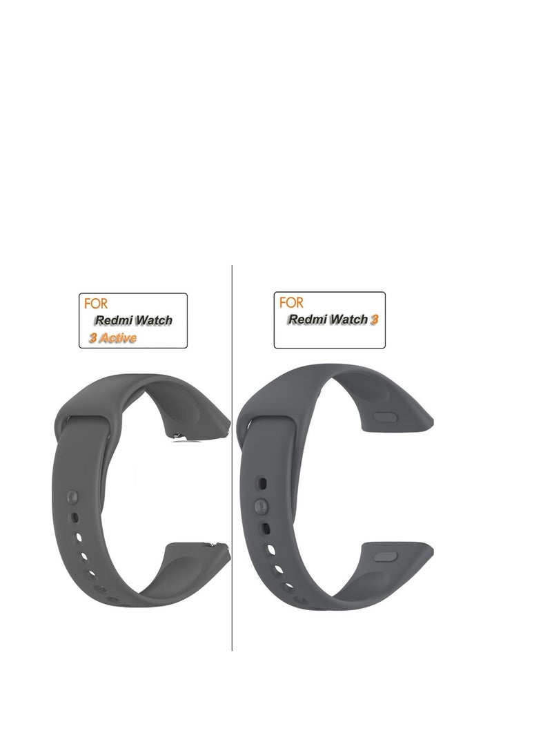 Silicone Sport Band For Red Mi Watch 3 Active Rubber Wrist Strap Gray - Image 3