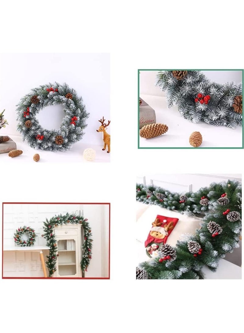 تابيت زينة أكاليل الكريسماس 270 سم ديكور شجرة الكريسماس الصناعية ديكور شجرة إكس ماكس إكليل الكريسماس في الهواء الطلق إكليل الكريسماس إكليل الصنوبر مع التوت الأحمر مخاريط الصنوبر الثلجية ديكور العطلات - Image 3