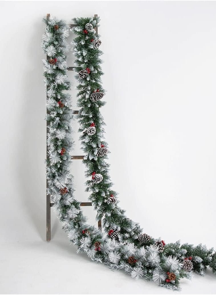 تابيت زينة أكاليل الكريسماس 270 سم ديكور شجرة الكريسماس الصناعية ديكور شجرة إكس ماكس إكليل الكريسماس في الهواء الطلق إكليل الكريسماس إكليل الصنوبر مع التوت الأحمر مخاريط الصنوبر الثلجية ديكور العطلات - Image 1