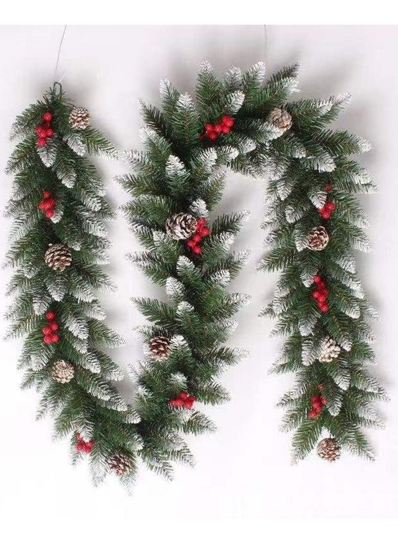تابيت زينة أكاليل الكريسماس 270 سم ديكور شجرة الكريسماس الصناعية ديكور شجرة إكس ماكس إكليل الكريسماس في الهواء الطلق إكليل الكريسماس إكليل الصنوبر مع التوت الأحمر مخاريط الصنوبر الثلجية ديكور العطلات - Image 2