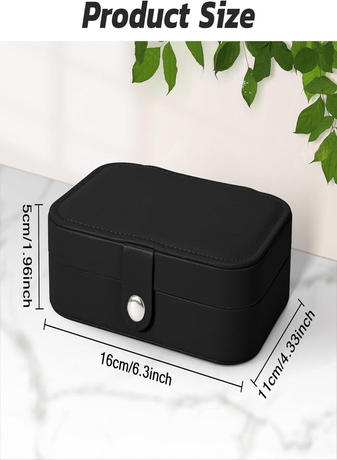 TRADY Jewellery Box, Small Travel Jewellery Organiser Storage Case for Rings Earrings Necklace Bracelets Premium Faux Leather Jewellery Gift Box for Girls WomenBlack] - Image 2