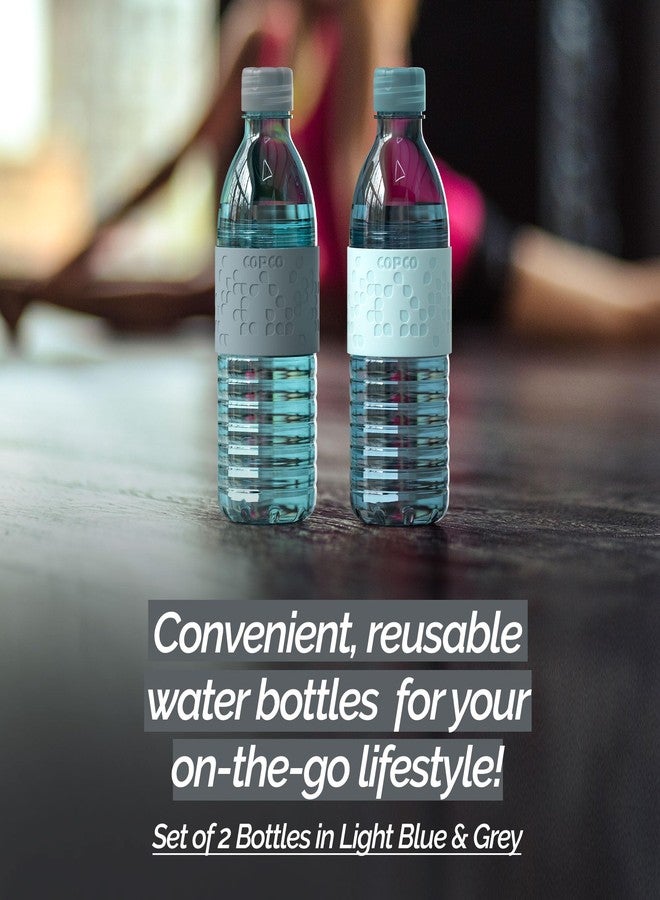 Copco Water Bottle with Chug Lid, Reusable, BPA Free Plastic, Dishwasher Safe, Perfect for Travel, School, Outdoors, and Gym, Hydra 16.9oz, Set of 2, Light Blue & Gray - Image 2