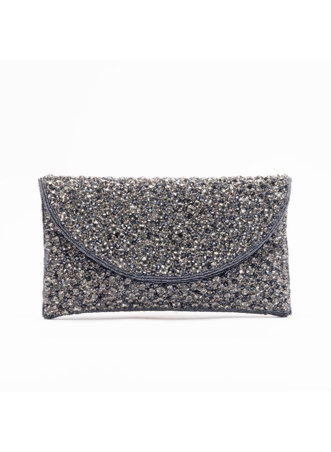 Crystalicious Daisy Handcrafted Luxury Beadwork Clutch Bag for Evening Events, Weddings - Image 1