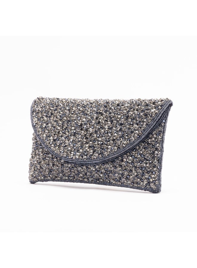 Crystalicious Daisy Handcrafted Luxury Beadwork Clutch Bag for Evening Events, Weddings - Image 2