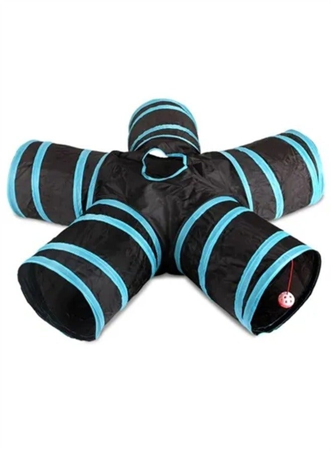 BLOOMING TIME 5-Way Foldable Tunnel Toy For Pet Black/Blue - Image 2