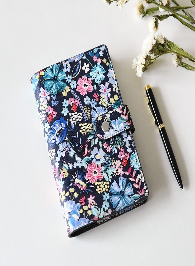 Wonderpool Refillable Spiral Journal 6 Ring Binder Notebook Writing Journal with Inner Pockets-College Lined Paper and Pattern Cover for School Work Travel and Organizer (A6, Flowers) - Image 2