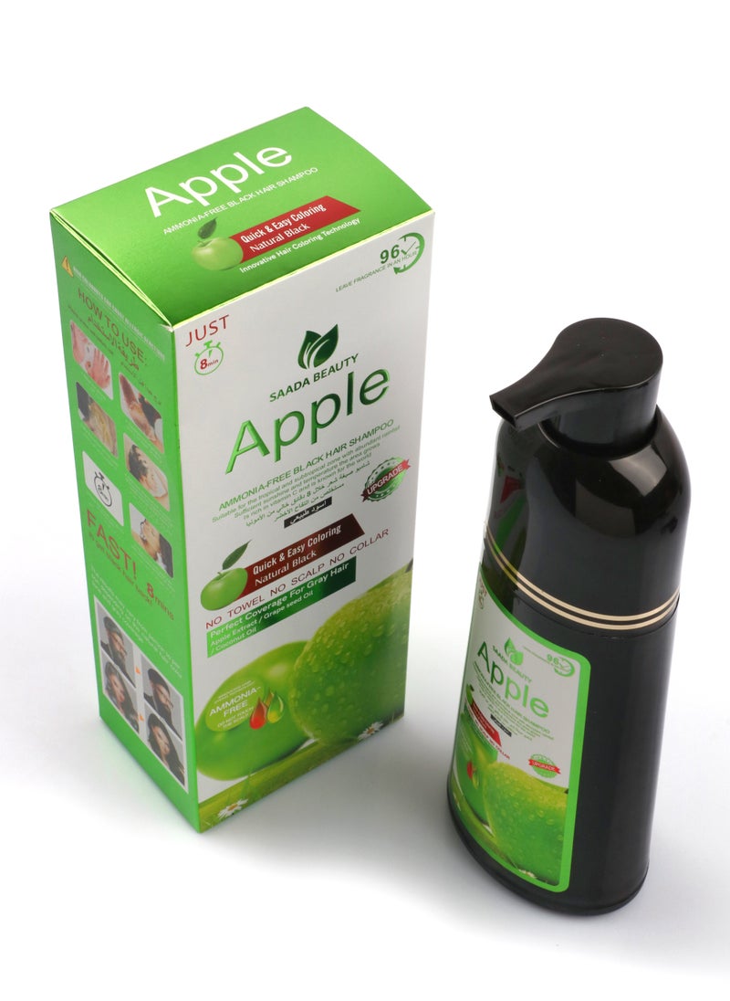 SAADA BEAUTY - Natural black dye shampoo, free of ammonia, extracted from green apples, 400 ml - Image 1