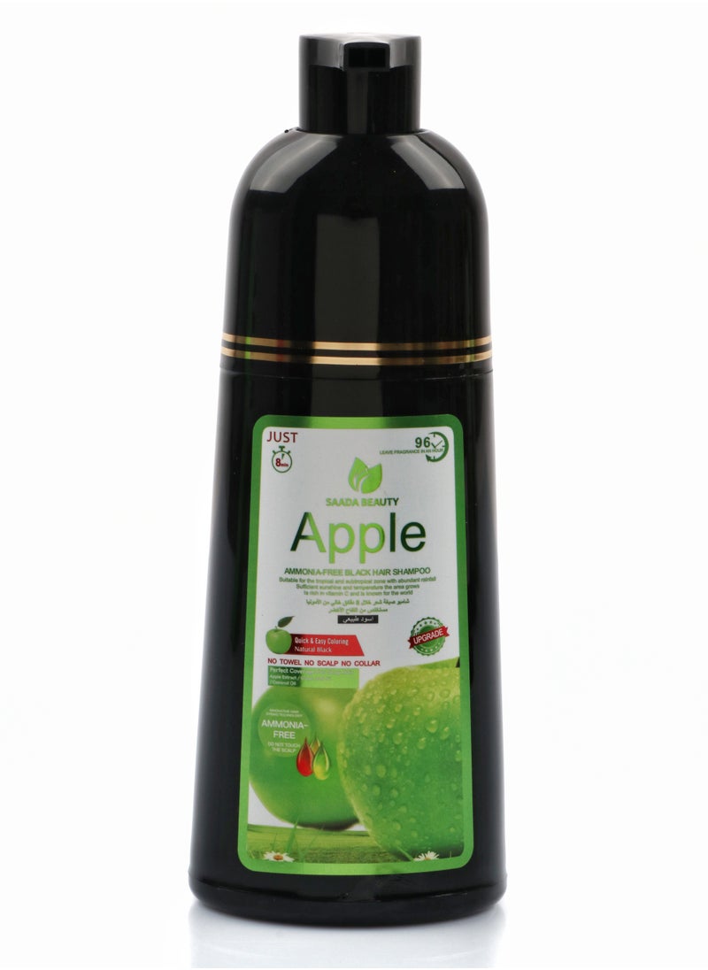 SAADA BEAUTY - Natural black dye shampoo, free of ammonia, extracted from green apples, 400 ml - Image 1