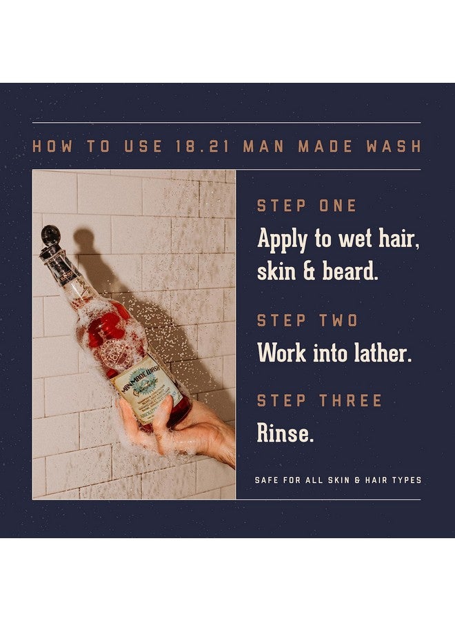 18.21 Man Made 8.21 شامبو وغسول جسم وبلسم 3 في 1 للرجال من خشب الماهوجني الأصلي 18 أوقية لجميع أنواع الشعر والبشرة يقوي ويرطب برائحة رجولية - Image 5