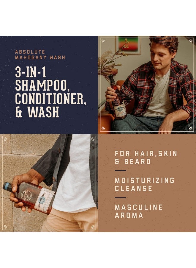 18.21 Man Made 8.21 شامبو وغسول جسم وبلسم 3 في 1 للرجال من خشب الماهوجني الأصلي 18 أوقية لجميع أنواع الشعر والبشرة يقوي ويرطب برائحة رجولية - Image 3