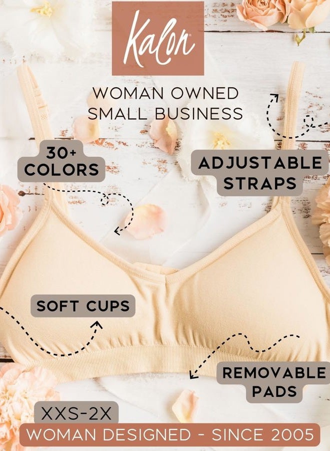 Kalon Women's 4 Pack Demi Padded Bralette Wireless Comfortable Bra, Basics, M-L - Image 4