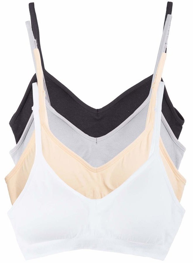 Kalon Women's 4 Pack Demi Padded Bralette Wireless Comfortable Bra, Basics, M-L - Image 1