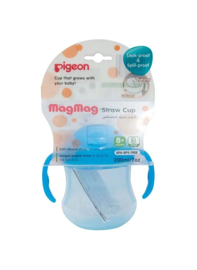 pigeon Magmag Straw Cups Blue 200Ml