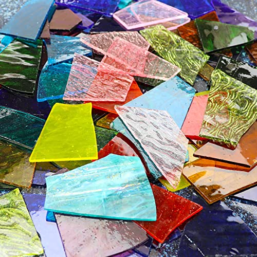 LITMIND 2.2LB Transparent Mixed-Color Stained Glass Scraps - Irregular Mosaic Fragments & Broken Pieces for DIY Art Projects, Stained Glass Crafts - Assorted Shapes (Mosaic Supplies) - Image 4