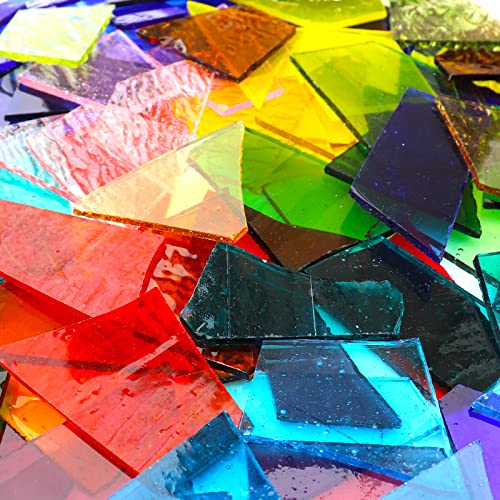 LITMIND 2.2LB Transparent Mixed-Color Stained Glass Scraps - Irregular Mosaic Fragments & Broken Pieces for DIY Art Projects, Stained Glass Crafts - Assorted Shapes (Mosaic Supplies) - Image 5