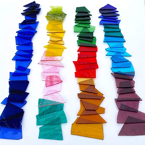 LITMIND 2.2LB Transparent Mixed-Color Stained Glass Scraps - Irregular Mosaic Fragments & Broken Pieces for DIY Art Projects, Stained Glass Crafts - Assorted Shapes (Mosaic Supplies) - Image 2