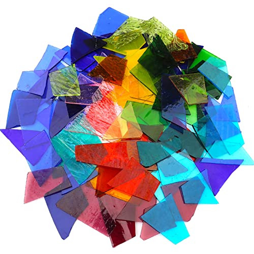 LITMIND 2.2LB Transparent Mixed-Color Stained Glass Scraps - Irregular Mosaic Fragments & Broken Pieces for DIY Art Projects, Stained Glass Crafts - Assorted Shapes (Mosaic Supplies) - Image 1
