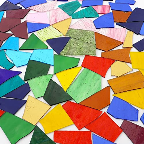 LITMIND 2.2LB Transparent Mixed-Color Stained Glass Scraps - Irregular Mosaic Fragments & Broken Pieces for DIY Art Projects, Stained Glass Crafts - Assorted Shapes (Mosaic Supplies) - Image 3