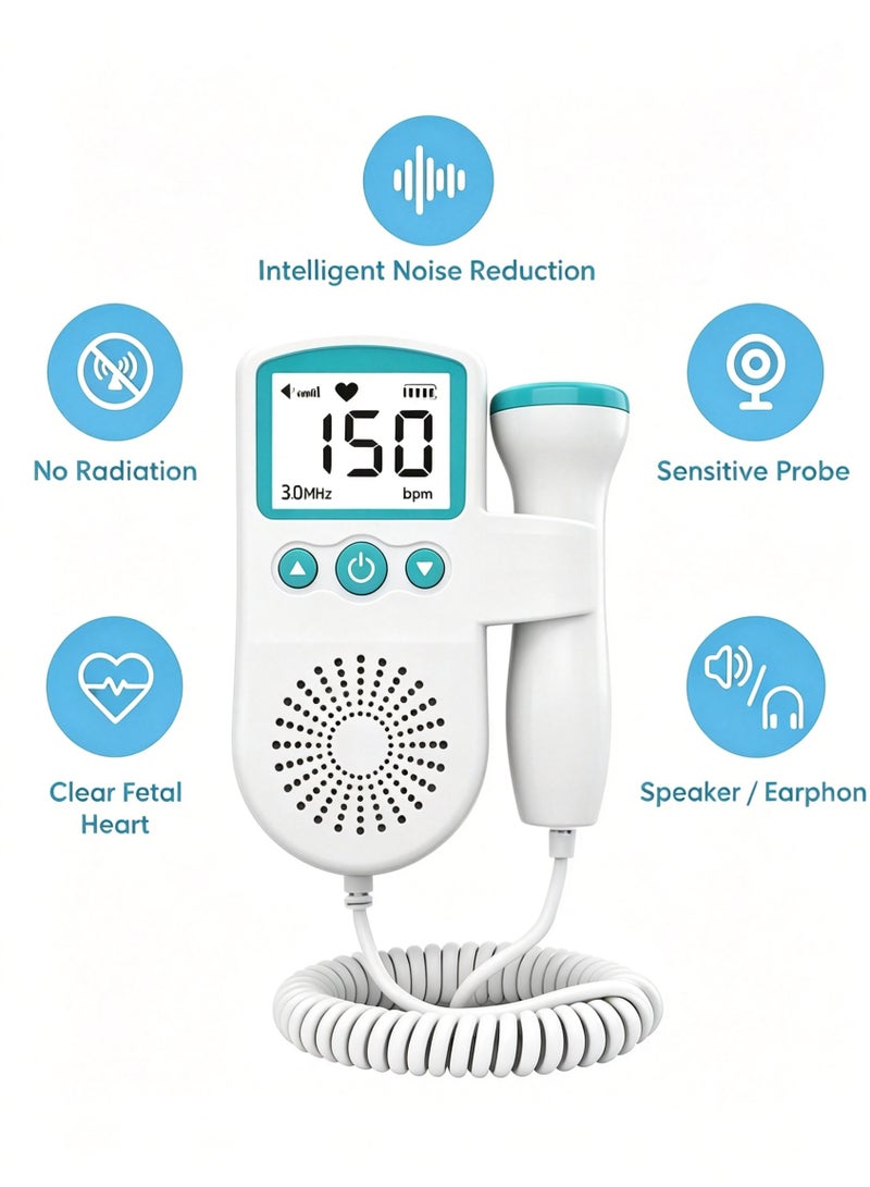 Halamine Fetal Heart Rate Monitor, PortableUltrasound Doppler - Image 5