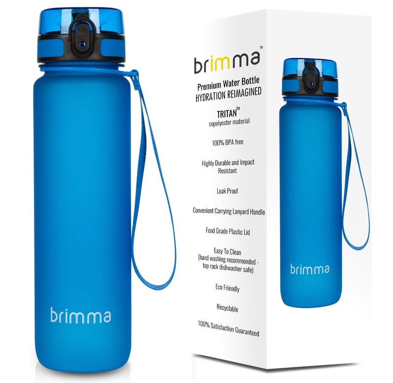 Brimma Premium Sports Water Bottle with Leak Proof Flip Top Lid  Eco Friendly  BPA Free Tritan Plastic  Must Have for The Gym Yoga Running Outdoors Cycling and Camping