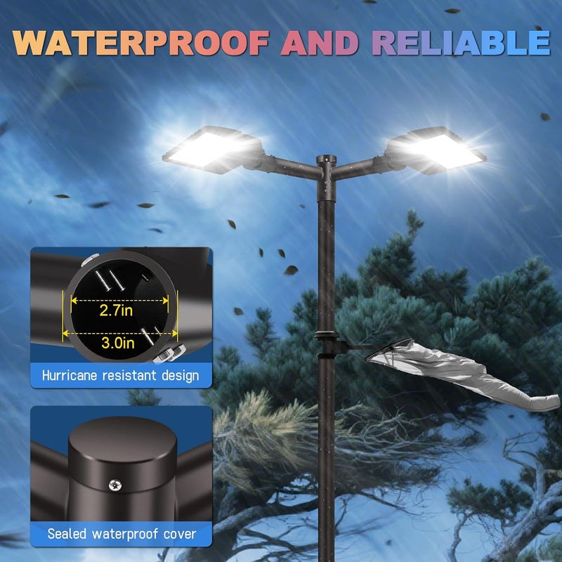 LEDMO 90° Tenon Adaptor with 2 arms, Double 2-3/8" Round Slip Fitter Bracket, Lighting Mounting Heavy Duty Extension Round Pole for Parking Lot Area Light Street Floodlight Solid Rustproof - Image 5