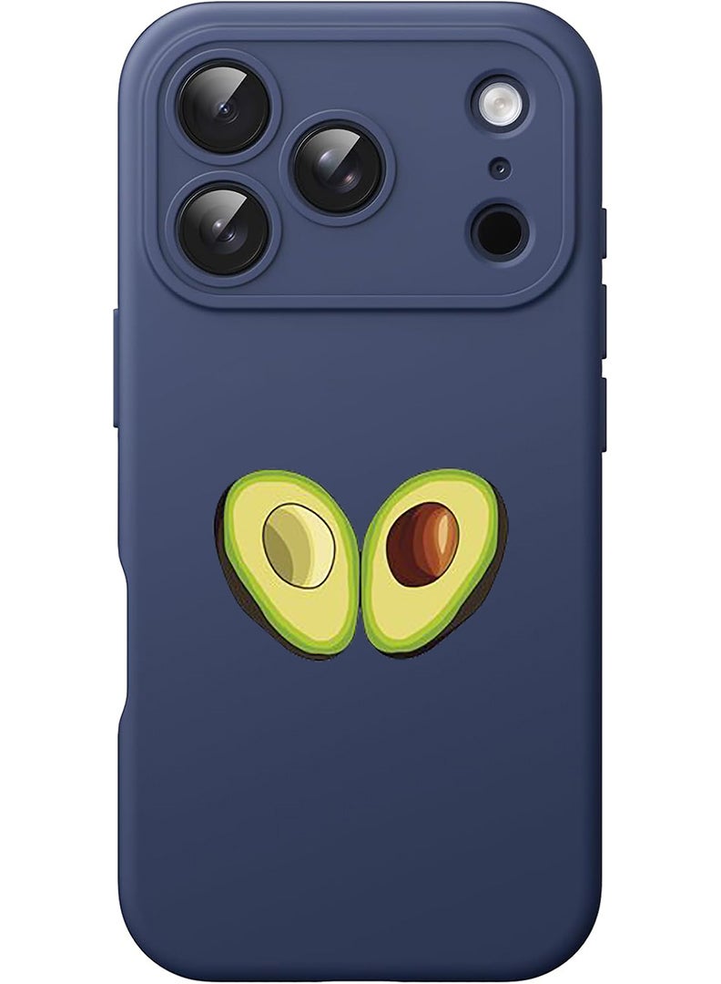 Theodor Protective Slim Fit Case Liquid Silicone Cover with Full Body Protection Anti-Scratch Shockproof Case For Apple iPhone 17 Pro Max (Blue) Avacado Open - Image 1