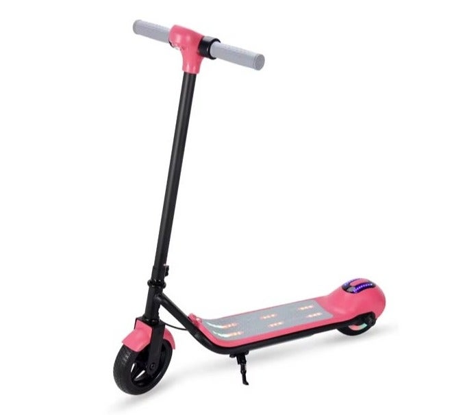 Aspire Books Kids Electric Scooter Pink– 24V Brushless Motor, 3 Speed Modes, LED Lights & Bluetooth Display (Ages 5+) - Image 1