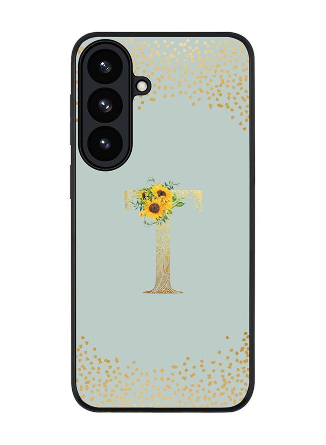 For Samsung Galaxy S26 Case,Slim fit Camera Protection, Shockproof Thin Phone cover  - Custom Floral Monogram - T  (Light Grey )